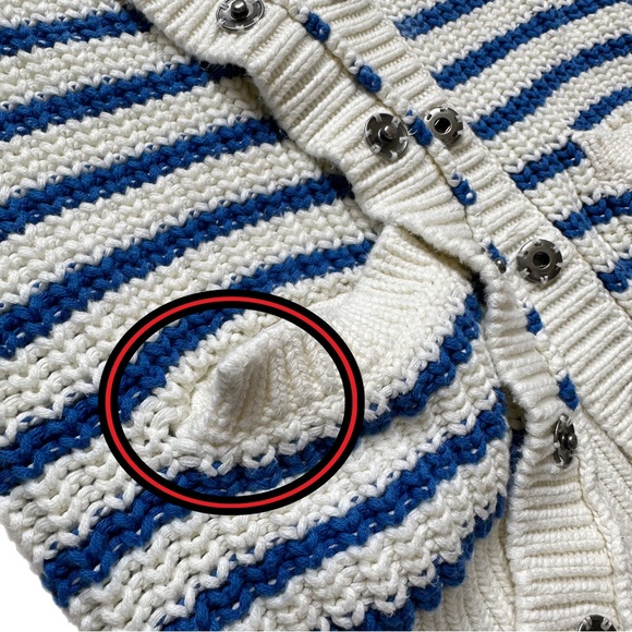 Tommy Hilfiger Blue & White Striped Knit Cardigan - Picture 9 of 9